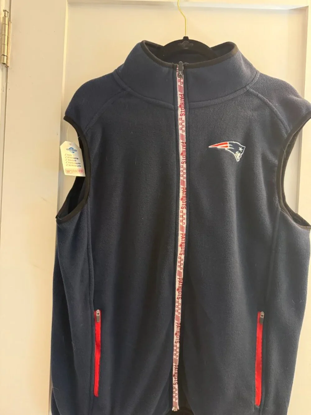NWT - New England Patriots NFL Team Apparel Fleece Vest - Navy Blue/Red